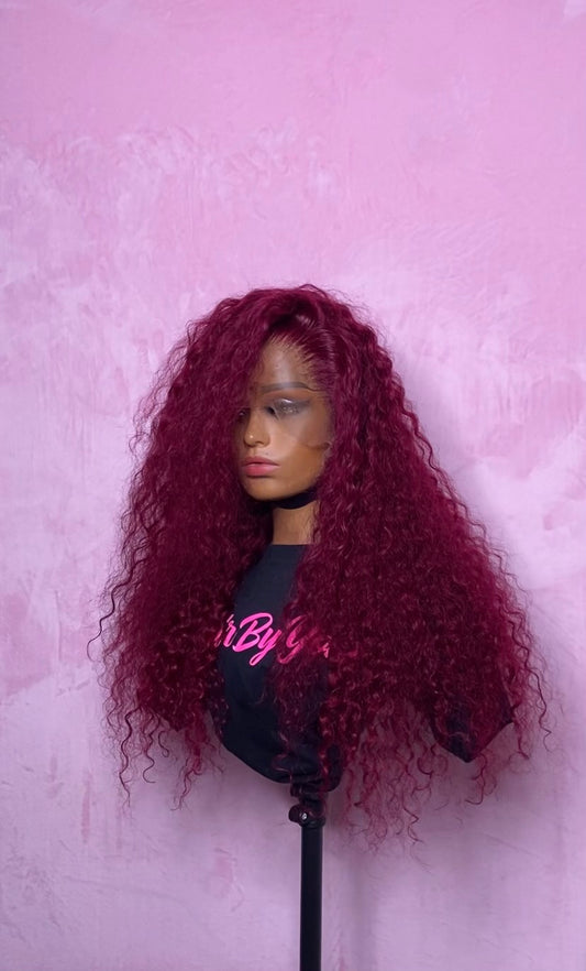 Burgundy Turks & Caicos 13x4 Frontal Deep Wave 28IN